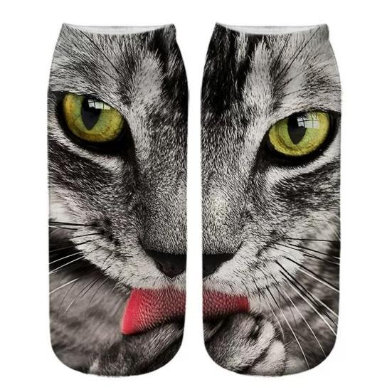 Realistic Cat Face Socks 3D Cat Print Animal Socks Breathable Funny Casual Socks Gag Gifts for Cat Lovers Men Women