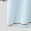 INCERUN Men Lapel Short Sleeve Stitching Buttons Casual Loose Shirts Tops