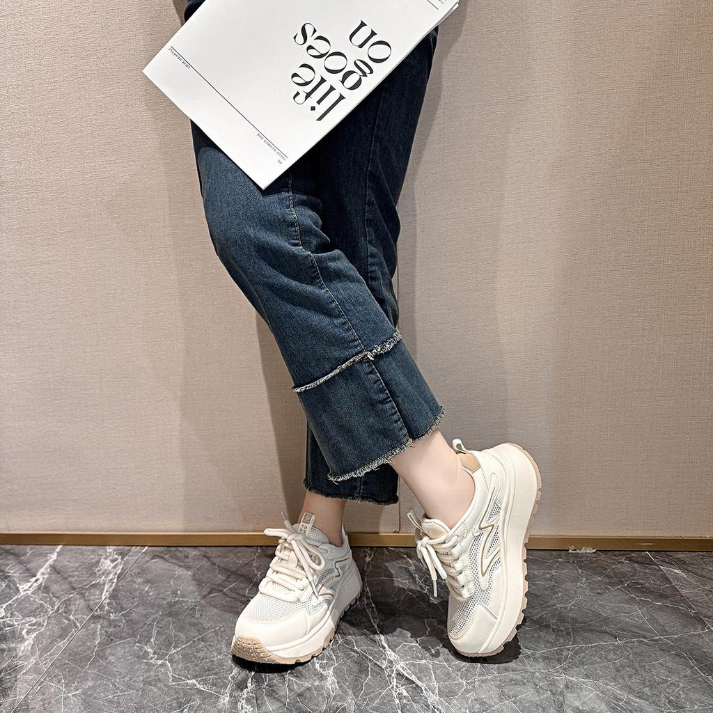 Sneakers Women's Mesh Breathable Little White Shoes Thick-soled Comfortable Casual Travel Shoes Women