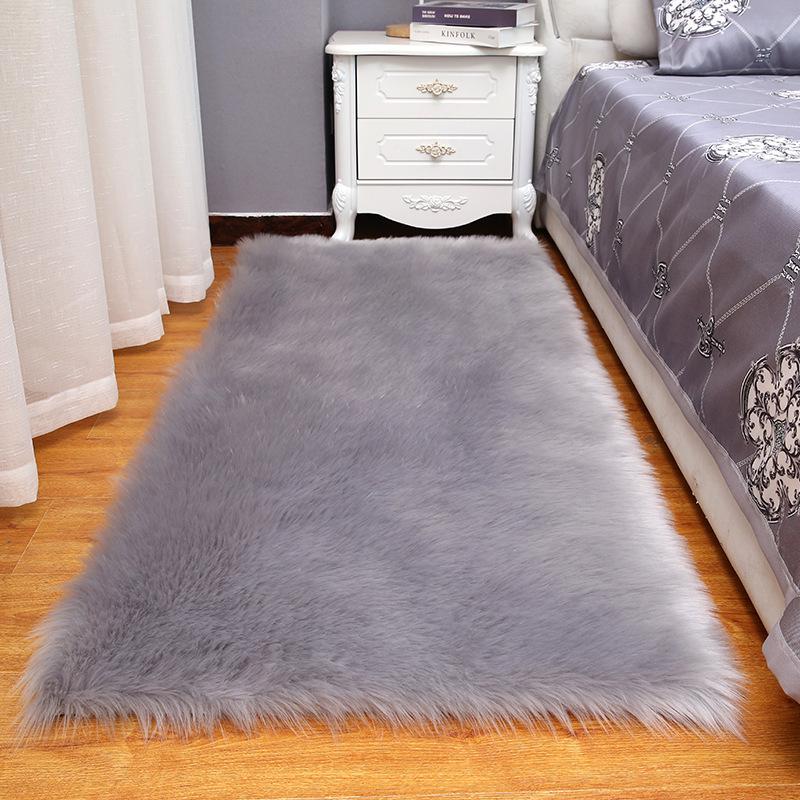 Nordic Long-Pile White Carpet for Living Room and Bedroom, Full Coverage Imitation Wool