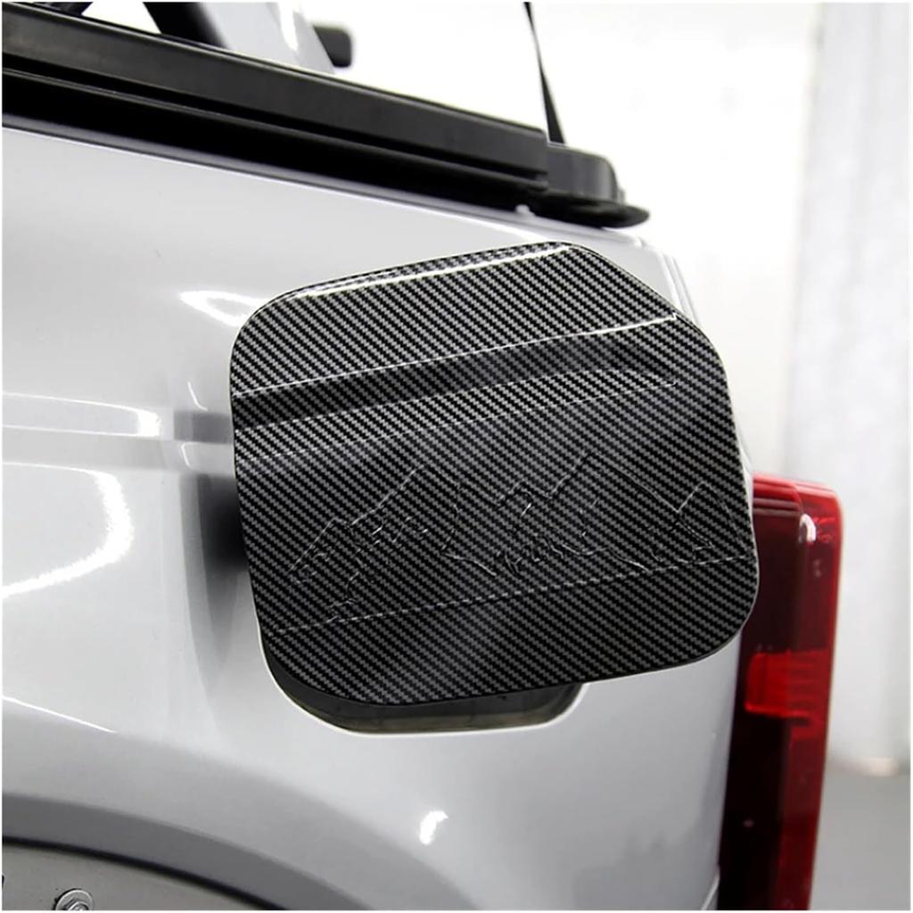 Fuel Tank Cap Compatible for Bronco 2021-2023 Replacement Trim Cover Fuel Filler Door Cap ABS Carbon Fibre Decoration Car Accessories(Bright carbon)