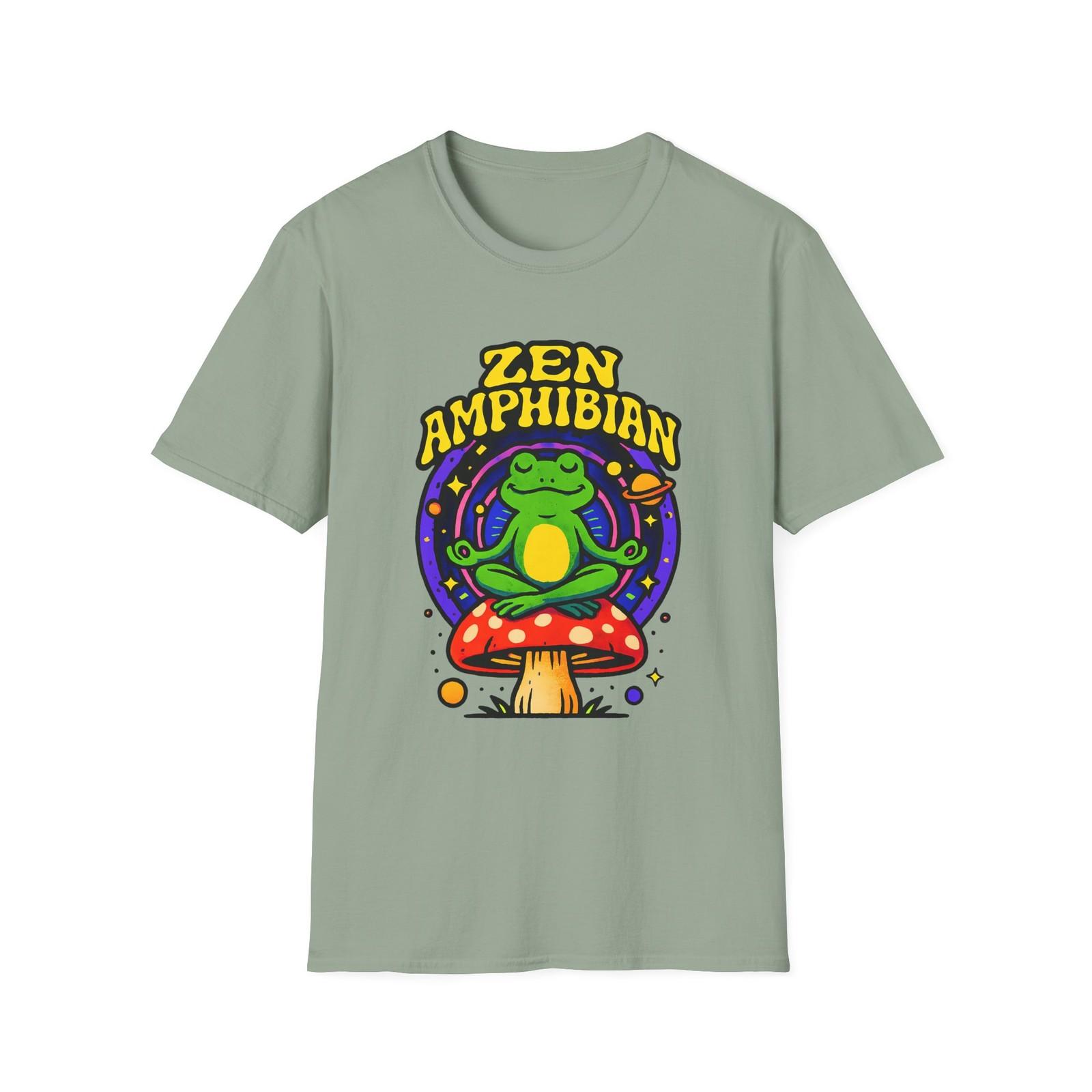 Unisex Softstyle T-Shirt Mens Womens Tees Top Meditating Frog Mushroom Cosmic Stars Trippy Tee 4XL
