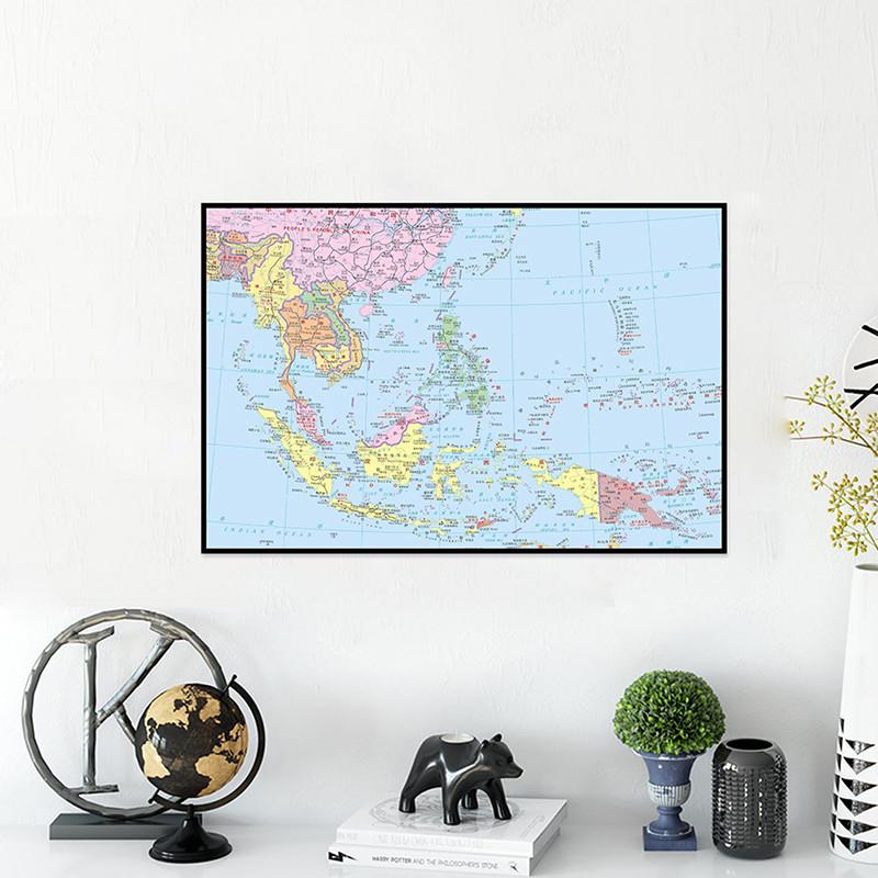 Many Styles The Southeast Asia Map,Chinese/English Bilingual,Wall Map Poster,Home School Classroom Decor,Travel Supplies