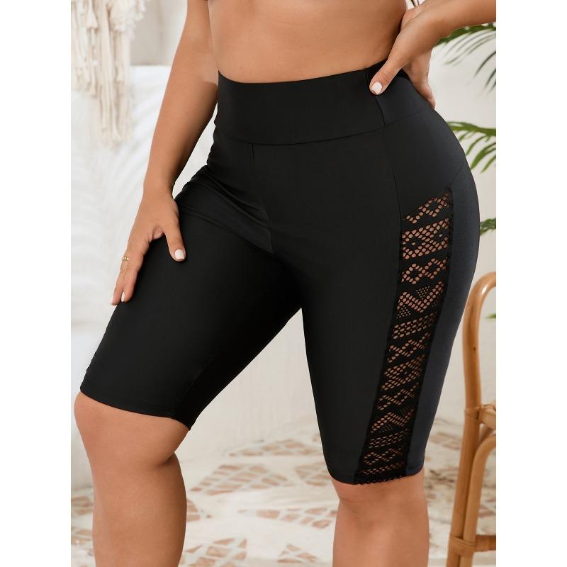 

Європейські та американські купальні шорти великих розмірів Жіночі однотонні сексуальні стрункі купальні штани з високою талією 4XL