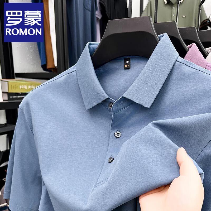 ROMON Men's Combed Mercerized Cotton Short Sleeve Polo Shirt