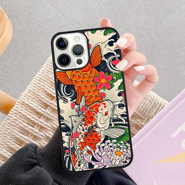 Tattoo Japanese Koi Dragon Wave Phone Case For iPhone 17 Air 13 12 14 15 16  Cover For Apple Pro Max Plus SE Coque
