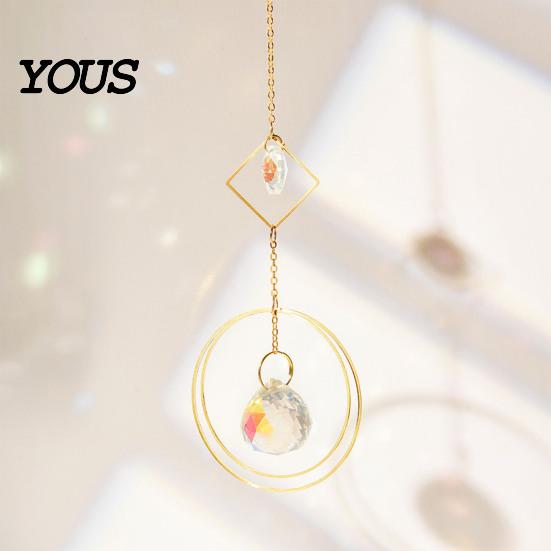 Sun Catcher Pendant Faux Crystal Suncatcher, Colorful Prisms Window Hanging Catcher, Moon Suncatcher Rainbow Maker Chain for Garden Home Decor Star