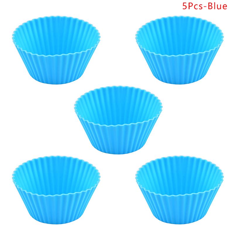 5Pcs Round Silicone Mold Cupcake Muffin Cup Baking Egg Tart Pudding Jelly Cookies Mold Reusable Diy Tool