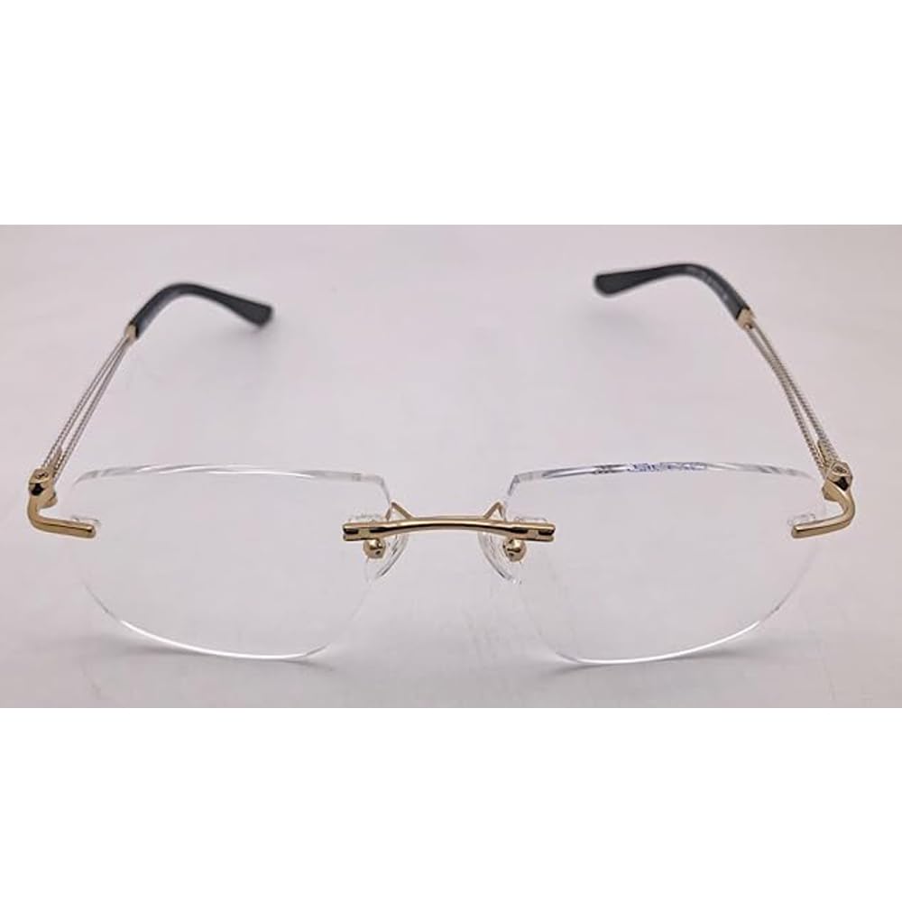 RSINC Randlose Metallrahmen Brille Optische Brille Für Männer Und Frauen Sportlich Gold Schwarz 12757J 09 53-17-138 | IB -11 Blau OC Gold Schwarz C9