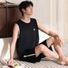 Men's pajamas summer thin cotton vest shorts cool summer men's casual can wear large size loungewear