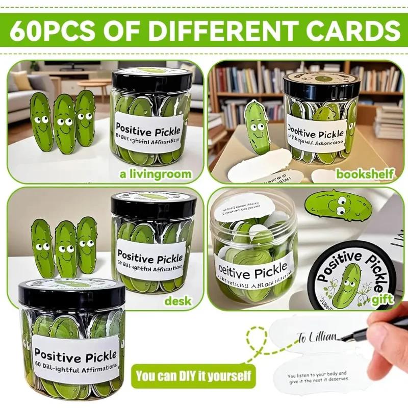 Top Quality Positive Pickle Affirmation Cards 60 Unique Messages Emotional Support, Cheer Up Friends, Stress Relief Decoration