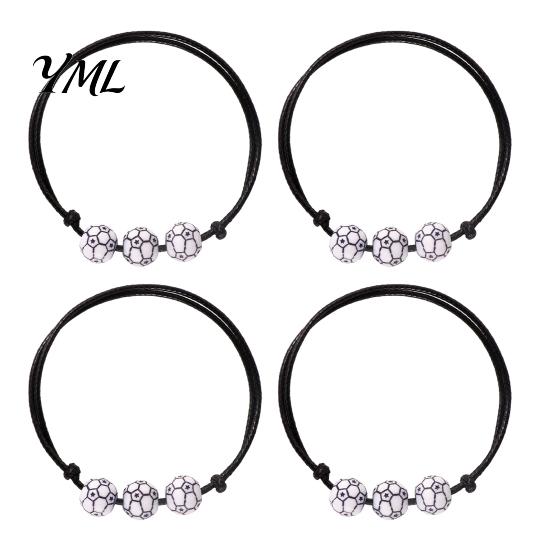 Commemorative Sports Game Gift 4 Pcs Balls Braided Rope Bracelets, Adjustable String Bracelet, Men Women Sport Wrist Decor Handmade Woven Cord