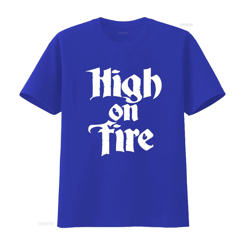 Stylish High on Fire Band Logo Black T shirt Available in All Sizes S 5Xl 2F82 vintage Washed Slightly streetwear Soft