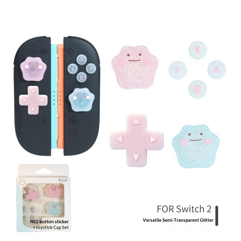 Cute Bling Silicone Soft D-pad Button ABXY Key Sticker Skin Case For Switch 2/NS Oled Joy-con Thumb Stick Grip Cap Cover