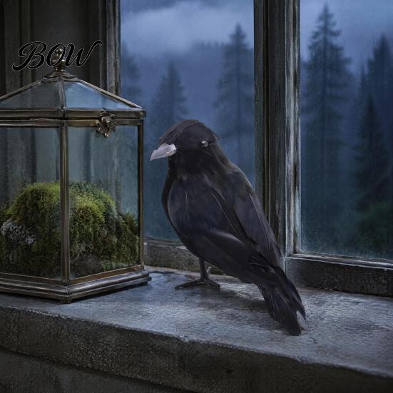 Articoli per la Decorazione della Casa da Brivido Corvo Nero Realistico Decorazione di Halloween, Statuetta di Corvo Piumata Realistica Accessori per Eventi a Tema per Casa Infestata,