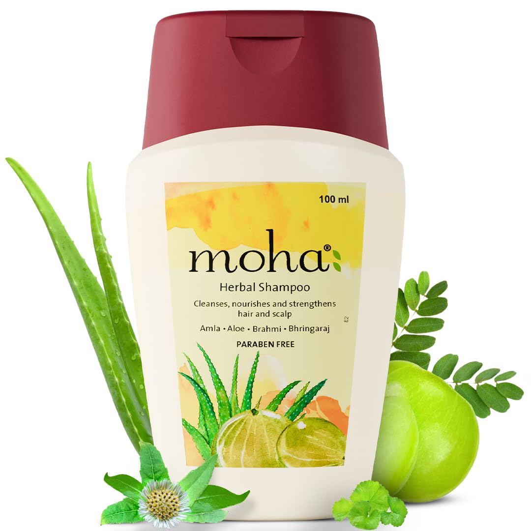 

Moha Herbal Shampoo for Hair Growth & Anti-Hair Fall | Nourishing Daily Use Amla Bhringraj Hair Cleanser 100ml