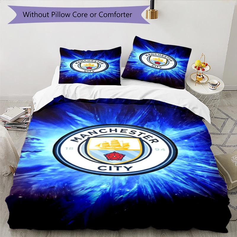 Set Copripiumino Stampato Manchester City F.C. – include 1 copripiumino e 2 federe coordinate Decorazione per camera da letto Regali di Natale