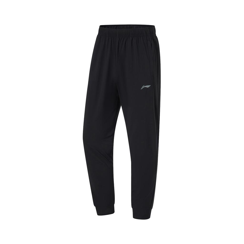 Li-Ning Breathable Solid Color Mid-Rise Drawstring Versatile Jogger Pants Men Bottoms Black AKYU427-2