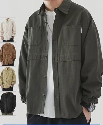 American Cityboy Loose Trend Long-Sleeve Work Shirt: Men's Casual Spring/Autumn Jacket
