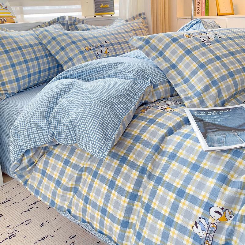 Zestaw czteroczęściowy Klasy A Domowy Gruby Przyjazny dla skóry Piaskowany Twill Ins Kreskówkowy Pokrowiec na kołdrę Zestaw trzyczęściowy na łóżko do akademika