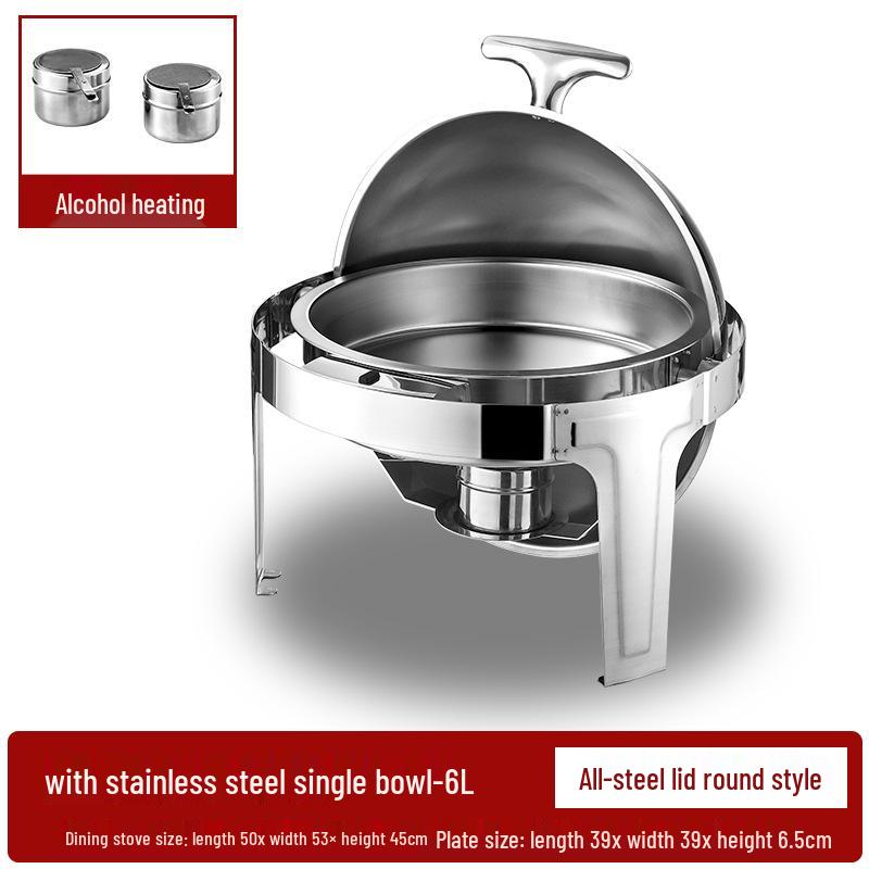 Gold-Plated Stainless Steel Buffet Warmer with Full Lid and Visible Insulation