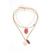 Layered Geometric Resin Pendant Necklace Women Zinc Alloy Chain Minimalist Chic Statement Jewelry
