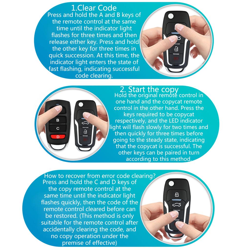 Universal Remote Control Duplicator Cloning Code Car Key 433Mhz 4CH Wireless Relay Receiver Transmitter for Garage Door