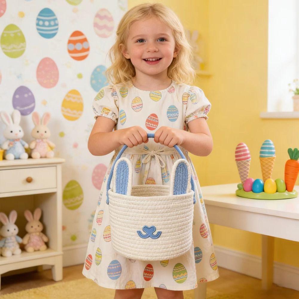 Cotton Rope Easter Egg Basket Cartoon Snacks Candy Storage Basket  Easter Holiday Party