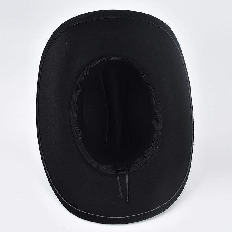 Unisex Western Cowboy Hat With Leather Vintage Big-edge Gentleman Cowgirl Jazz Hat Cloche Church Sombrero Hombre Caps
