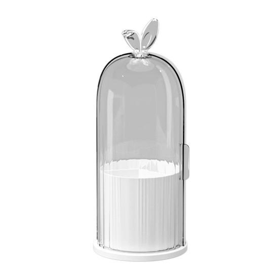 

Обертовий тримач для пензлів для макіяжу Пилозахисний органайзер для пензлів для макіяжу з розсувними дверцятами Тримач для косметичних інструментів та пензлів для краси для туалетного столика A білий