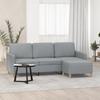 Vidaxl 3-Seater Sofa with Footstool, Light Gray, 180 Cm, Fabric