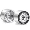 TRZX 4pcs Aluminum Beadlock Rims, 2.2" Wheels, RC Rim Hubs, 45mm, for 110 RC Crawler Axles: SCX10 (90046), TRX4, Wraith (90048), RR10 (Silver + Black)