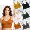 Women's Ribbed V-Neck Cami Top, Seamless U-Back Bralette with Built-in Bra