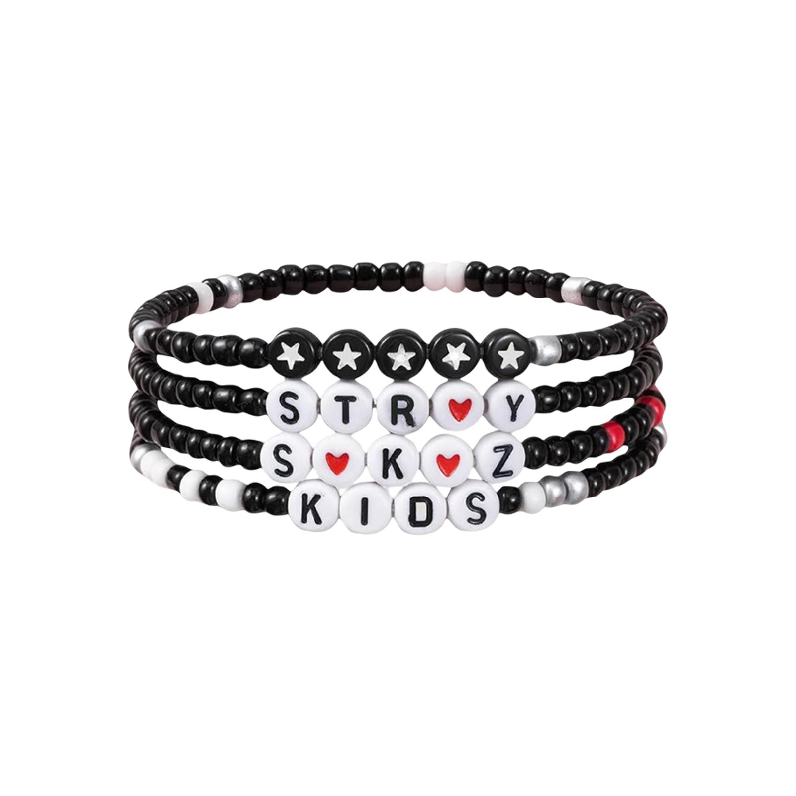 

Браслет с подвеской-буквой, многослойная эластичная цепочка, ювелирное изделие, браслет дружбы, вдохновленный мужской группой One Size чёрный