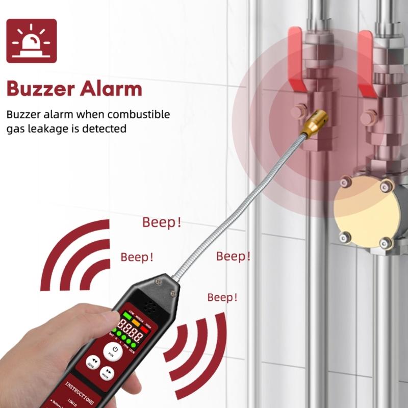 Gas Detectors with Flexible Hose And Fast Leak Alerts Handheld Methane Detectors Easy to Use For Indoor/Outdoor Use