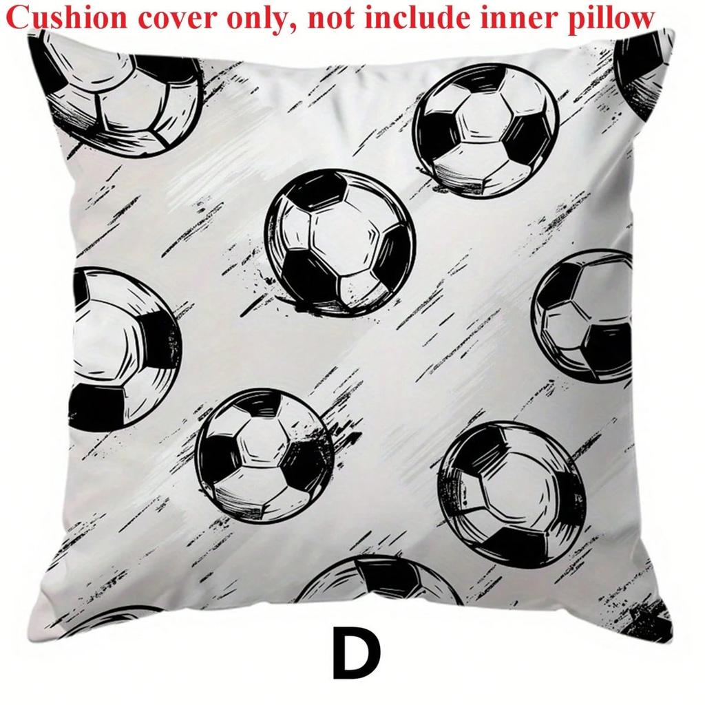 1 Pc Football Theme Throw Pillow Cover, Soft Peach Velvet Polyester Cushion Cover, Zippered & Machine Washable, Home Office Deco