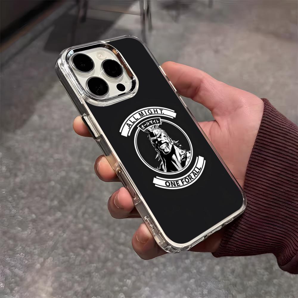 

Anime All M-Might Phone Case For IPhone 17 Air 16 E 15 14 13 12 11 Plus Pro Max Electroplated Transparent Soft Shell iPhone 12 Pro Max