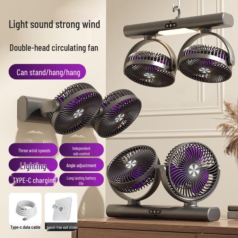 OLOEY Double-Head Small Portable Fan
