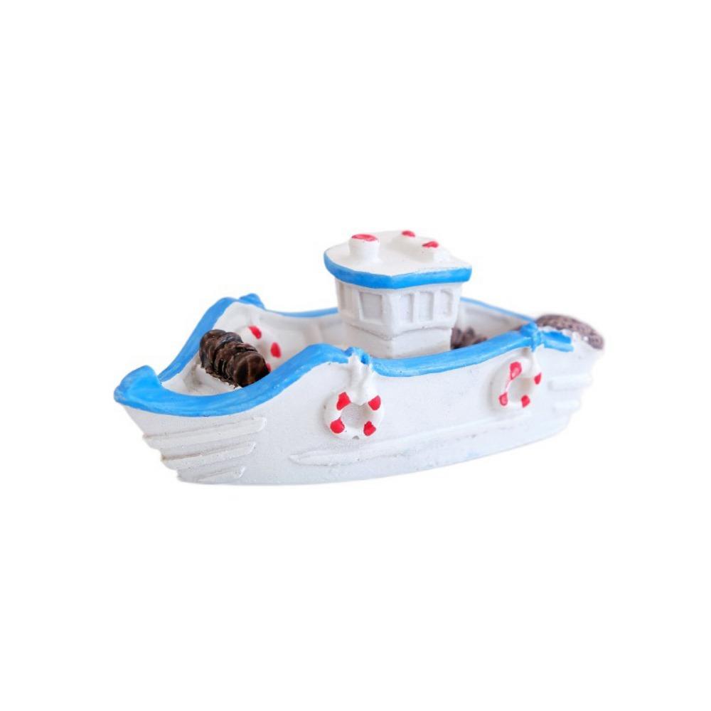 Micro Landscape Blue Boat Model Small Fishing Boat Ornament Sail Boat Figurine  Children's Room
