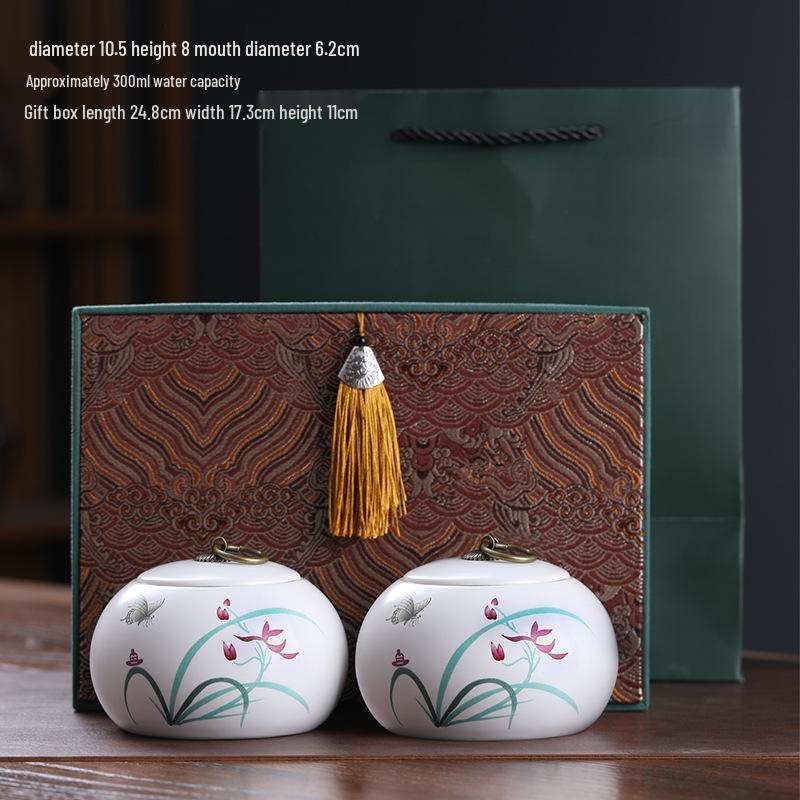 Ceramic Tea Caddy Souvenir: Small Moisture-Proof Jar for Pu-erh & White Tea, Ideal Gift with Logo