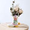 Creative Ceramic Shoe Vase European Hand-painted Striped Ceramic Vase Light Luxury Living Room Decoration Ornament Vase