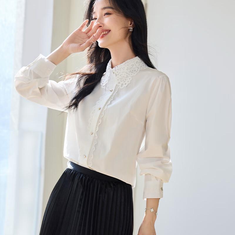 VICTORIA&VERA Women's Lace Long Sleeve Shirt