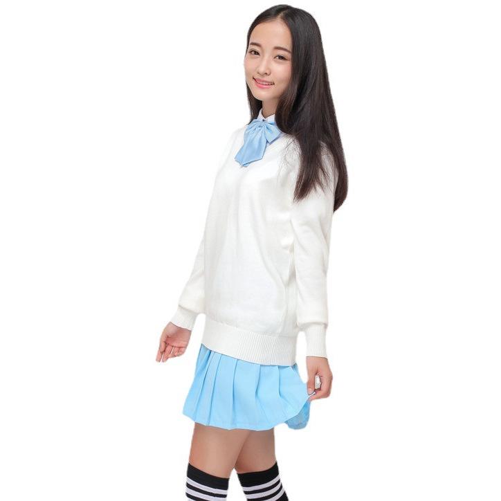 Japanischer Schulstil JK Strickpullover mit V-Ausschnitt für Schüler - Unisex, Langärmlig, Auf Lager.