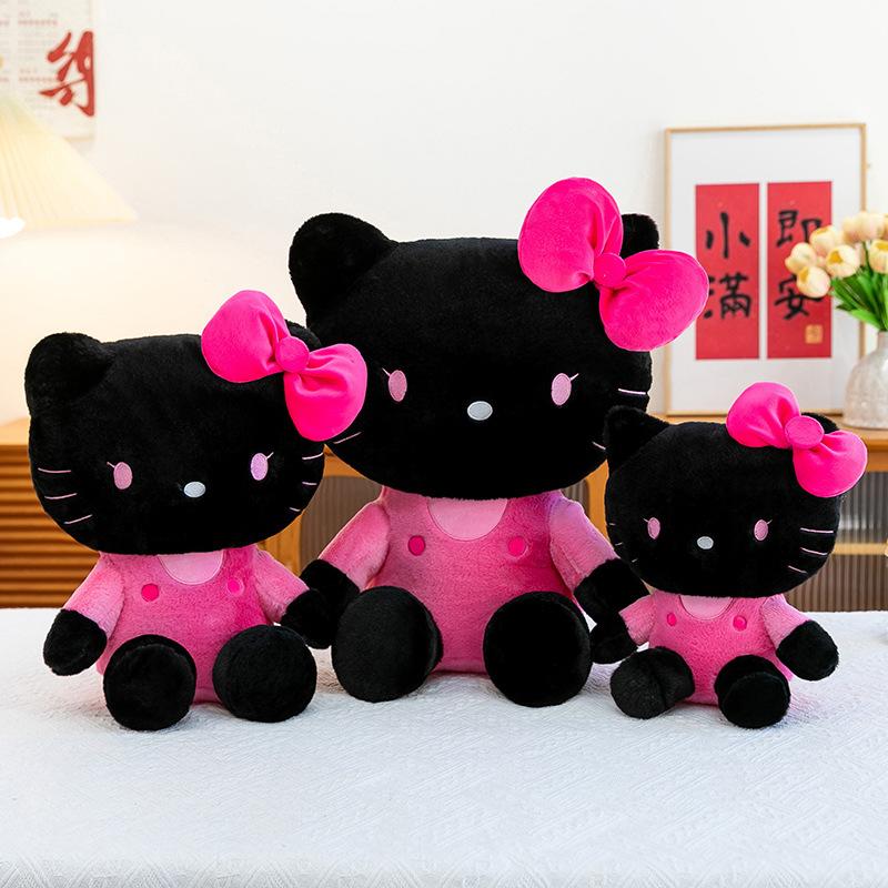 Black Pink Hello Kitty Plush Toy Fluffy Sofa Cushion - Room Decor Desktop Ornament & Companion Sleep Soothing Doll Gift