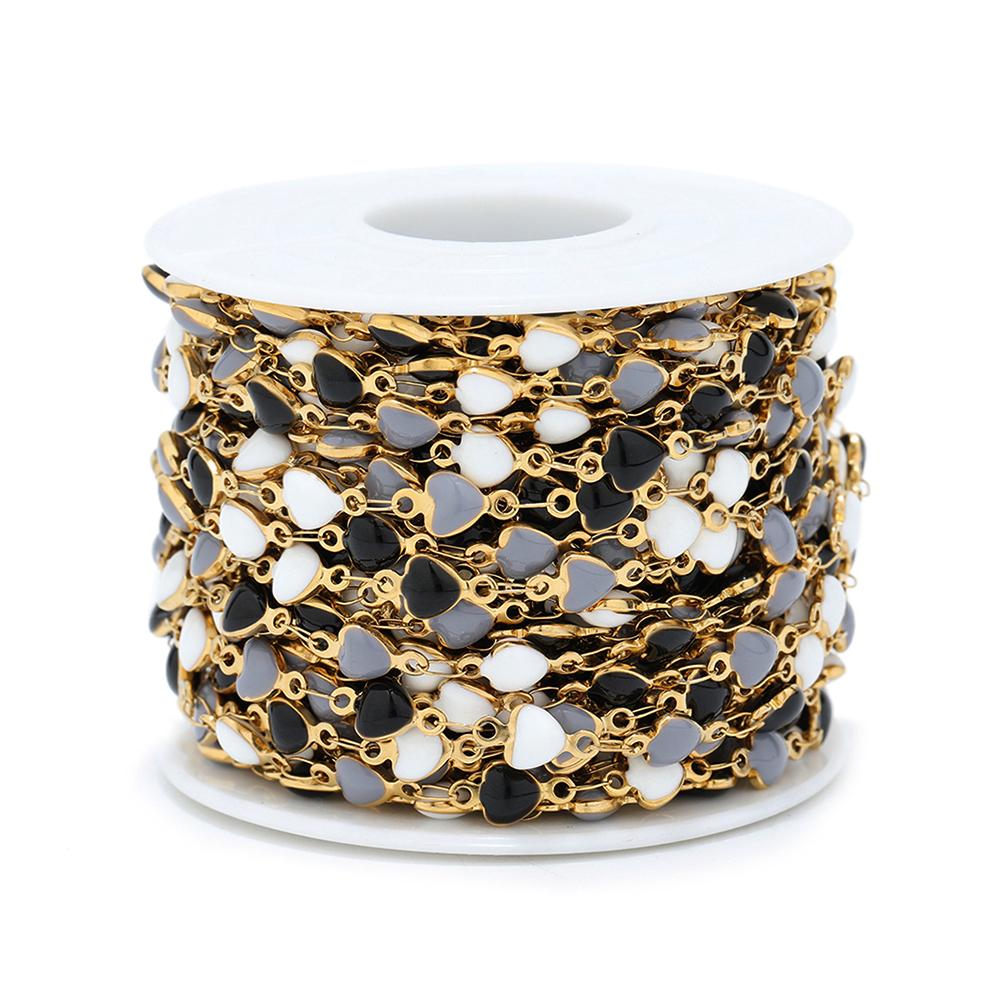 1 Meter Stainless Steel Enamel Heart Chains Link Chain Bulk for DIY Jewelry Making Necklaces Supplies Bracelets Accessories