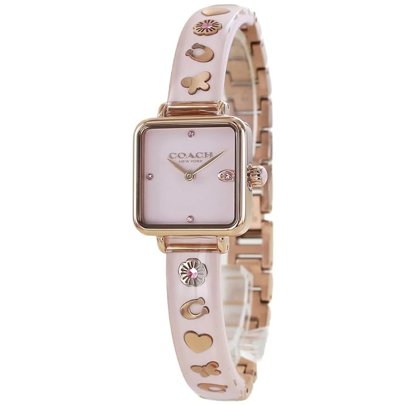 

[coach] watch With shopper ladies square watch Cass leather belt (pink) [product]