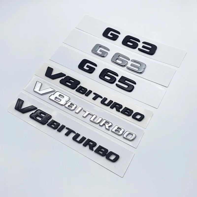 Flat Letters G63 G65 V8 Biturbo V12 Biturbo Emblem for Mercedes Benz AMG W463 Car Side Fender Trunk Nameplate Logo Sticker