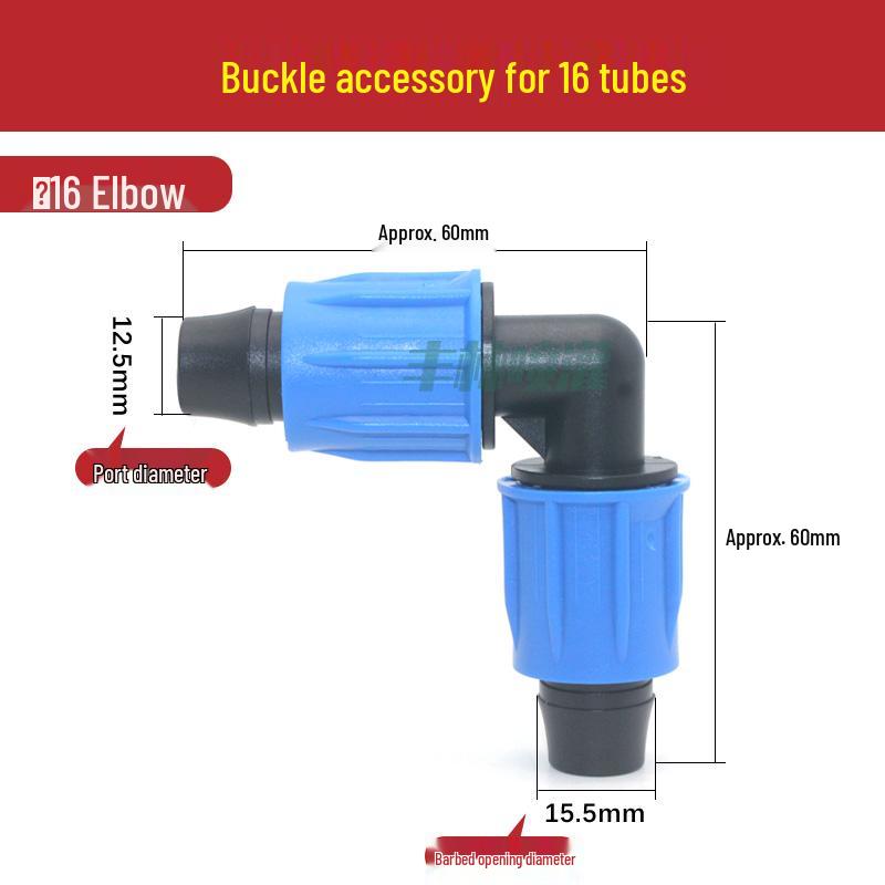 16PE Drip Irrigation Locking Pipe Fittings: Elbow, Tee, Plug, Bypass, Straight Connectors