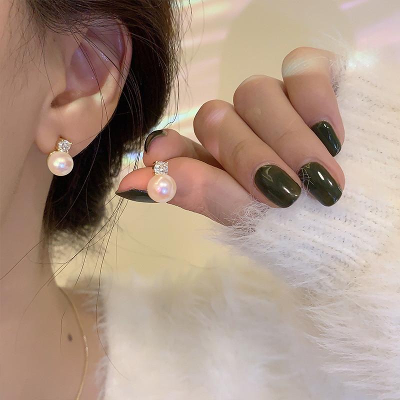 Pendiente Elegante Blanco Gris para Mujer Pendientes de Tuerca de Cristal Accesorios de Joyería