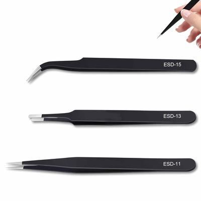 KASELIN Precision Tweezers of High for Model and Features Include Magnetic Corrosion Rust and Acid (Set 3) - Ultra-fine Tweezers, Precision, Anti-stat